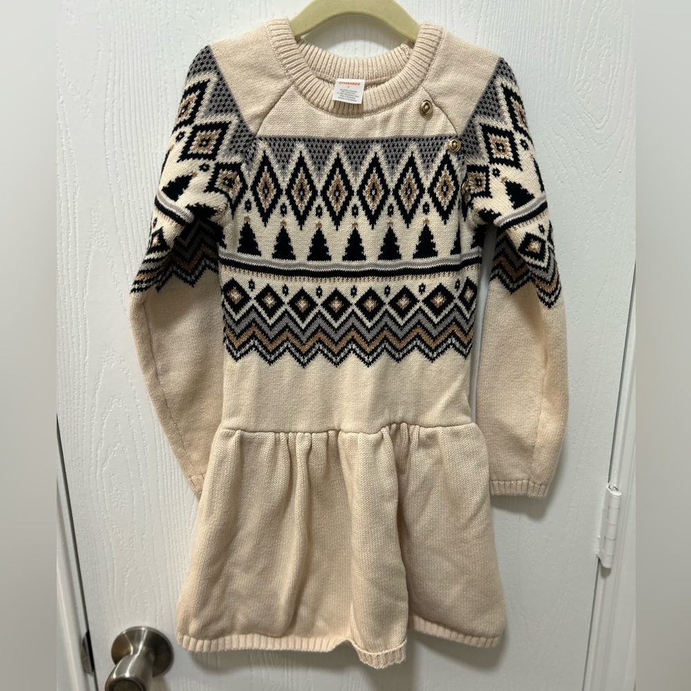 Gymboree Christmas holiday long sleeve sweater dress girls size 7 cream & black